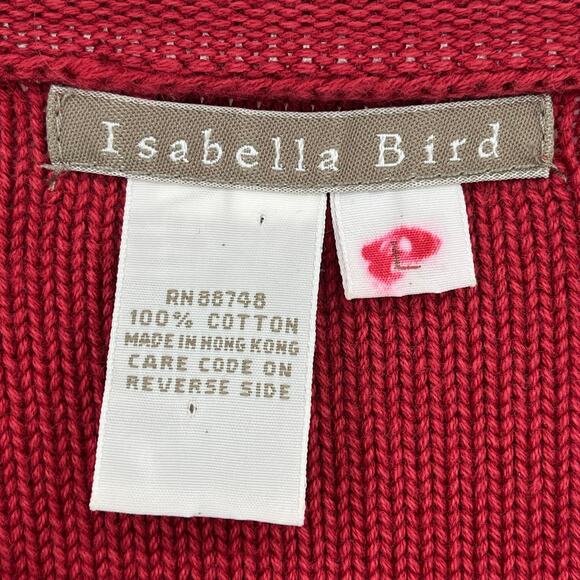 Isabella Bird Textured Knit Sweater Women's Size Large Red Roll Collar - Picture 4 of 4